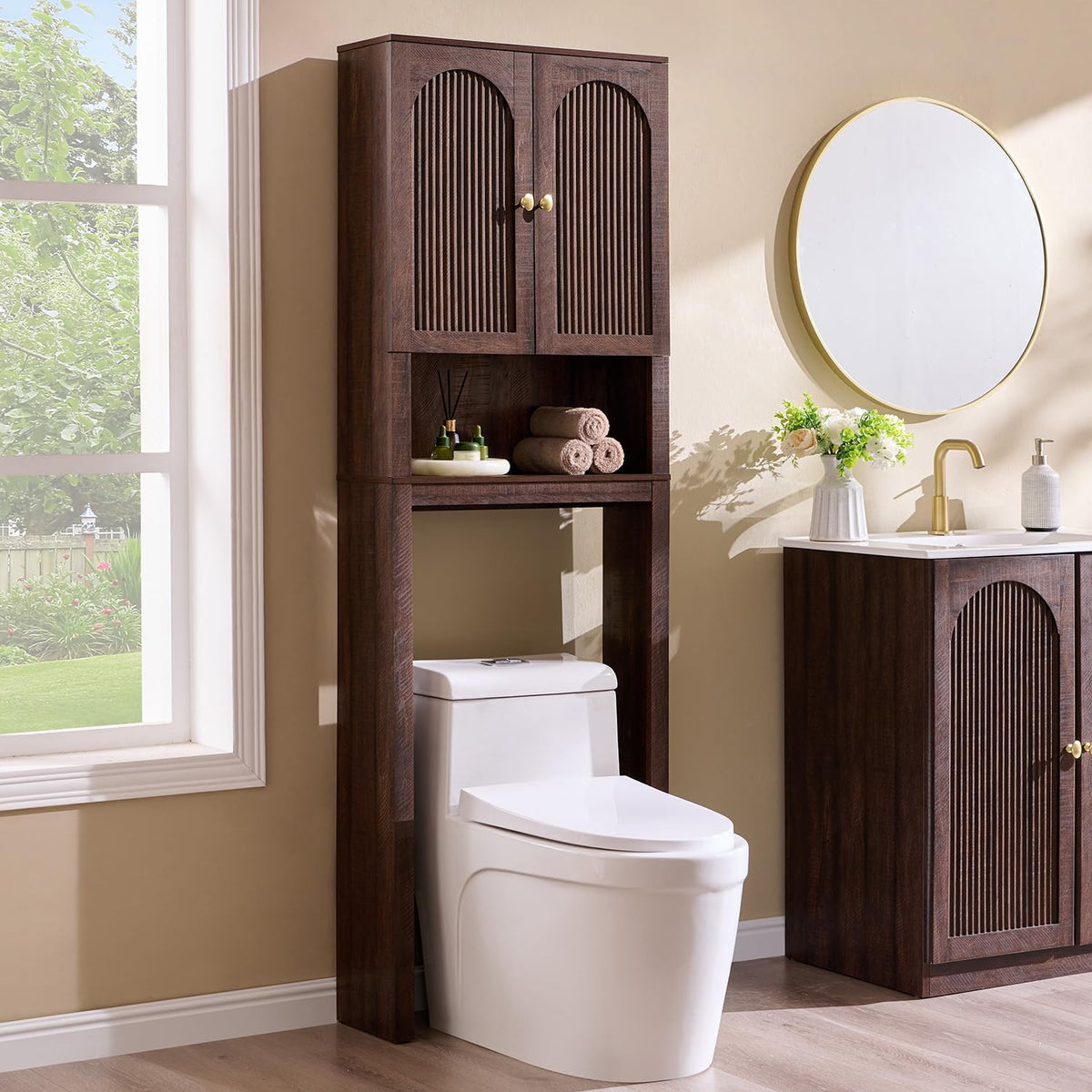 72" Over The Toilet Wooden Bathroom Storage Cabinet Q3708