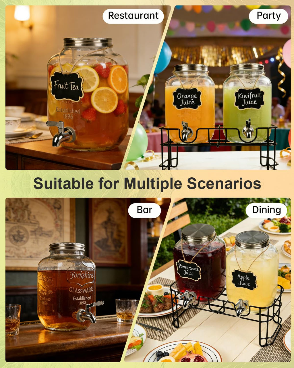 Glass Drink Dispenser with Stand Y58047