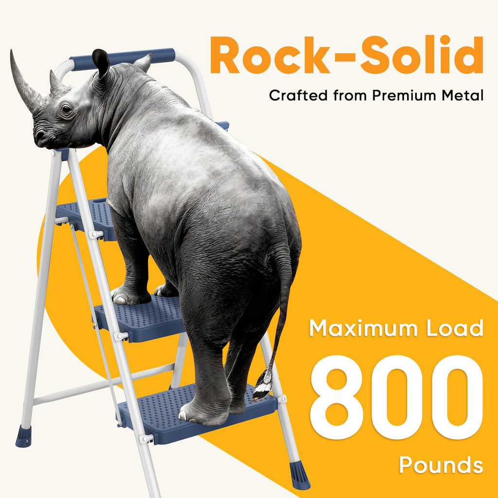 3 Step Folding Step Stool with Safety Lock J595582