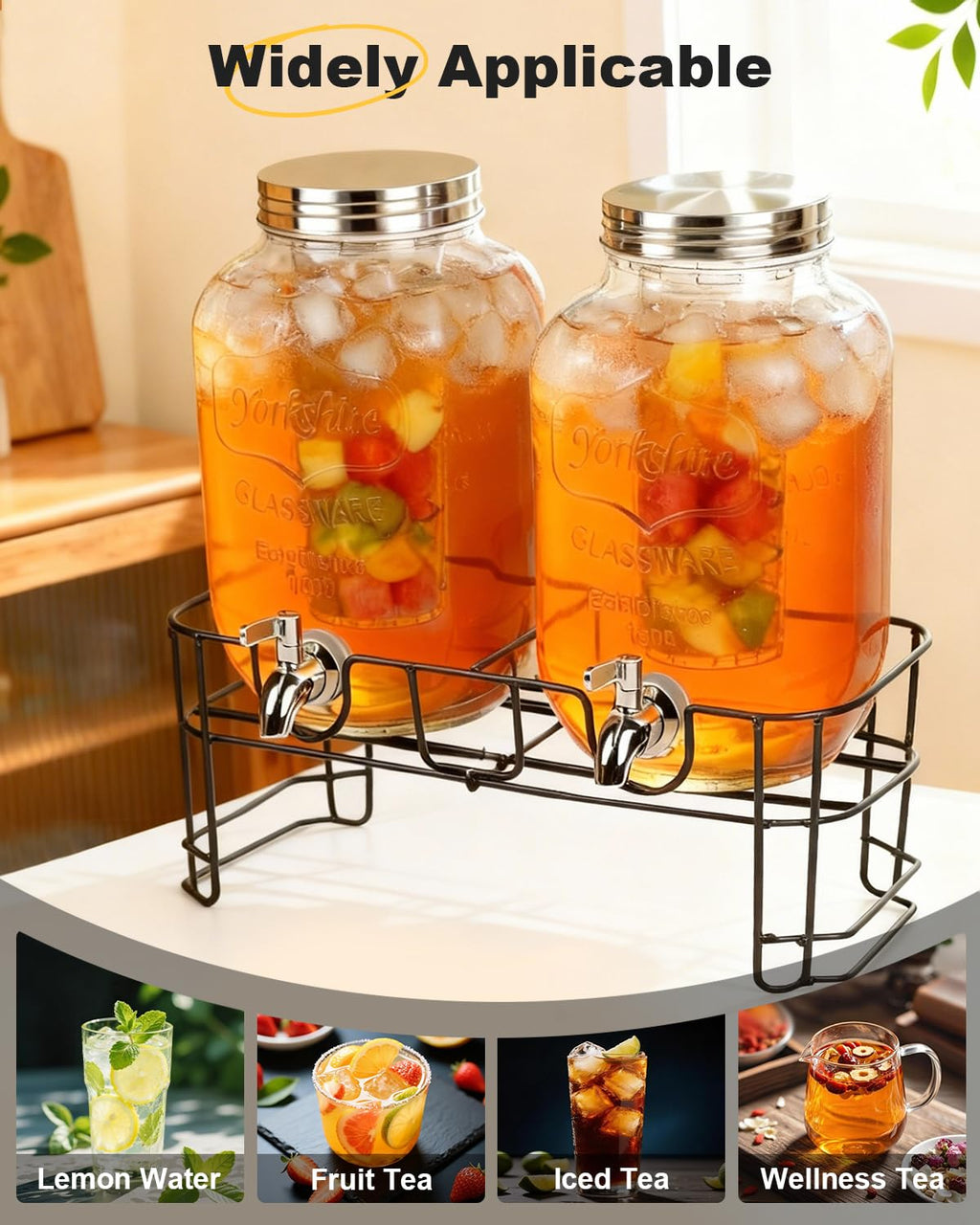 Glass Drink Dispenser with Stand Y58047