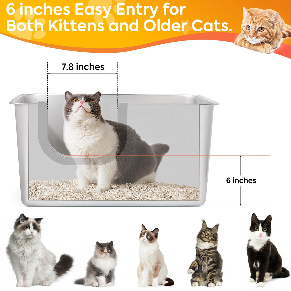 XXL High Sided Stainless Steel Litter Box I93464