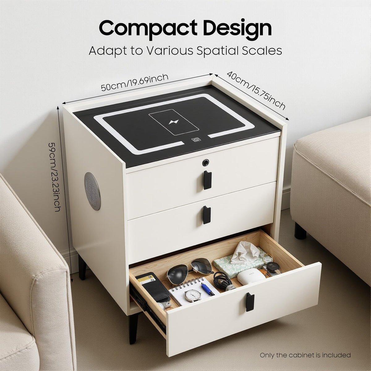 LED Nightstand with Charging Station and Drawers G156360