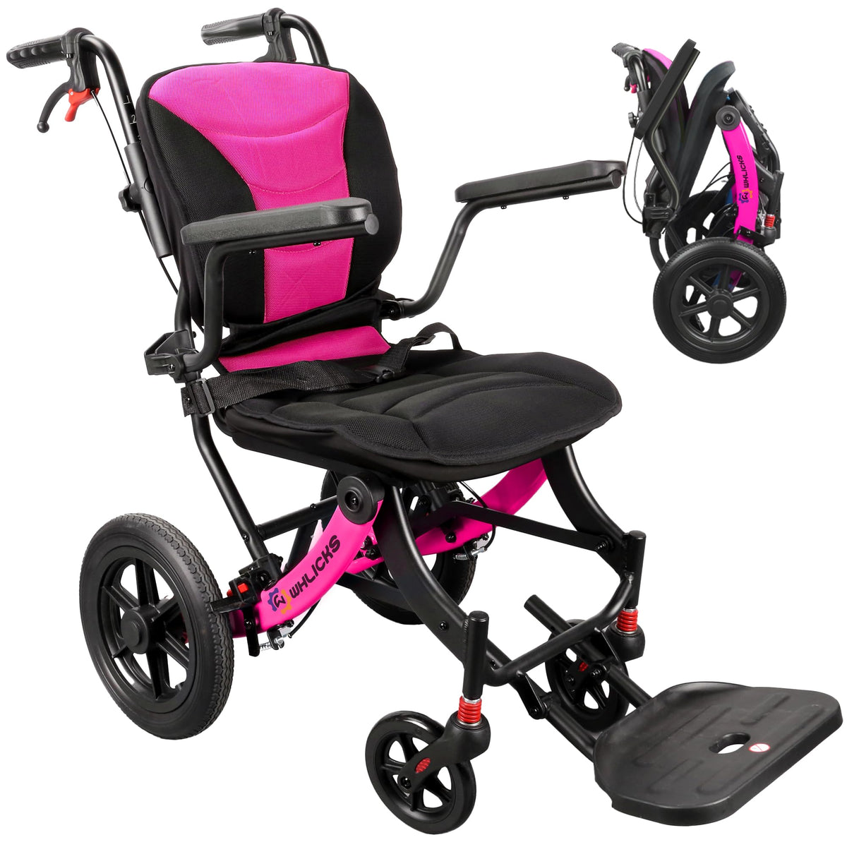 Lightweight Foldable Wheelchair with 12-inch Wheels and Removable Cushion W33595