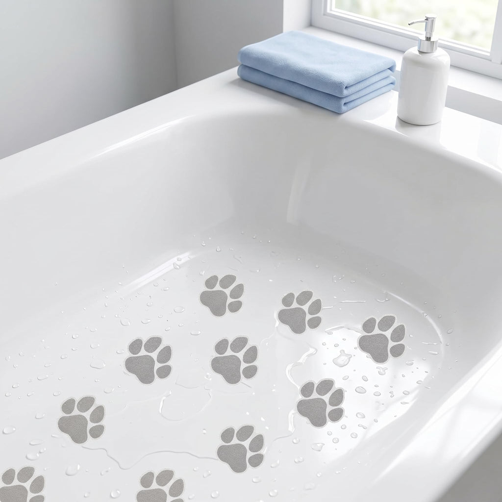 Grey Checkered Dog Paw Non Slip Stickers M26869