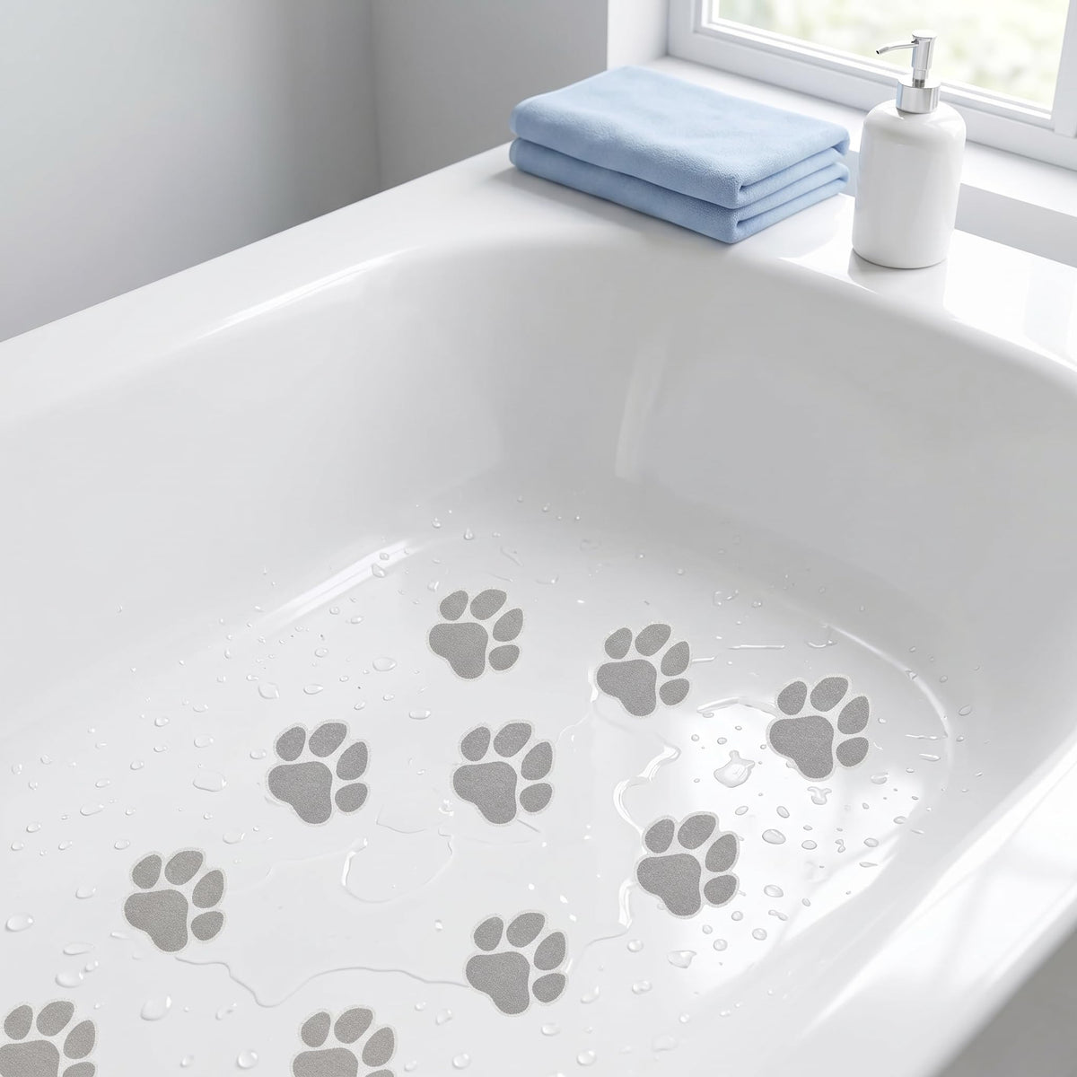Grey Checkered Dog Paw Non Slip Stickers M26869