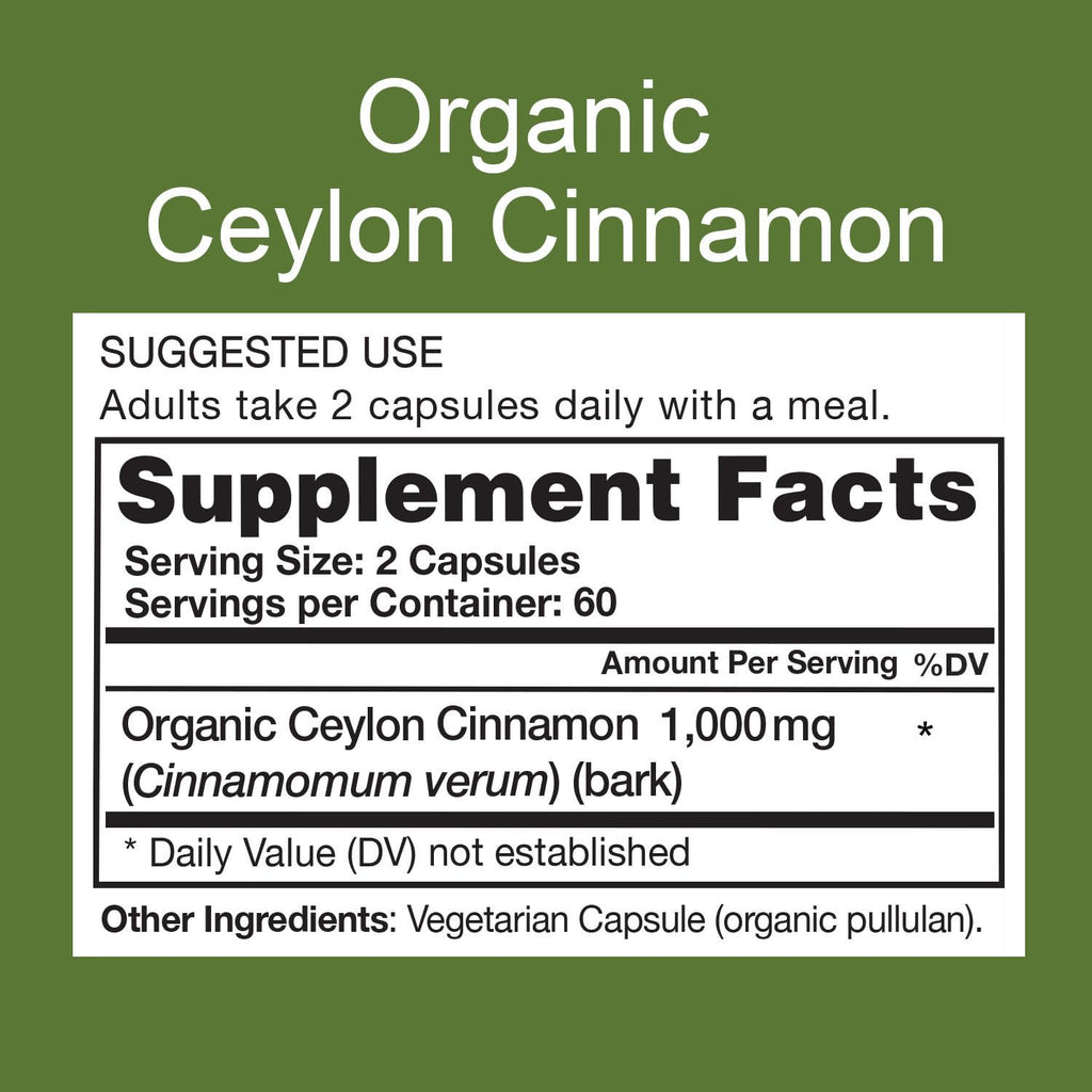 Organic Ceylon Cinnamon Supplement, 120 Capsules N669257