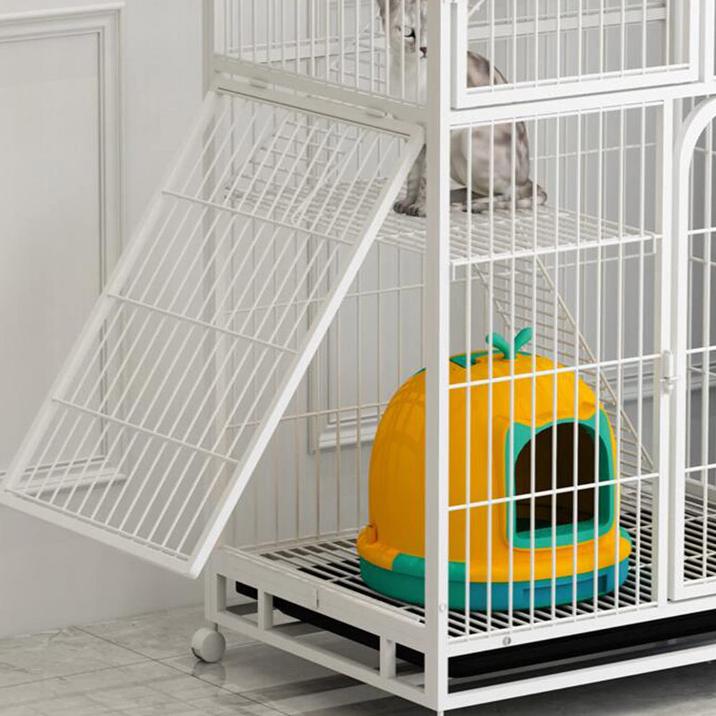 Large 3-Tier Metal Wire Cat Cage with Hammock and Casters R73280