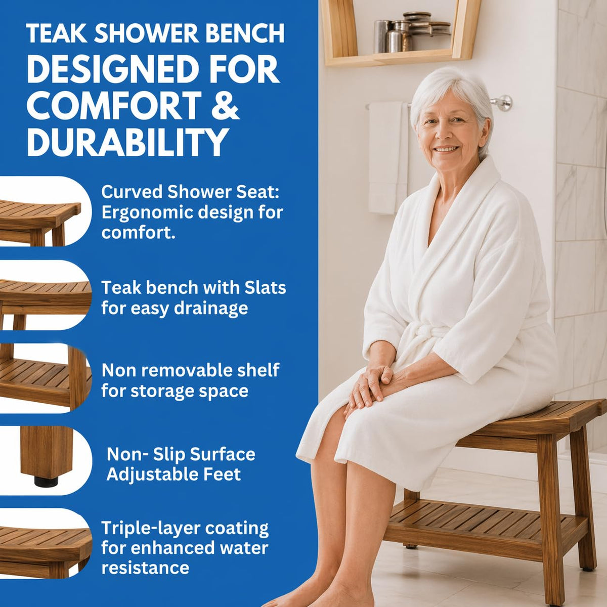 30-Inch Teak Shower Bench R23078