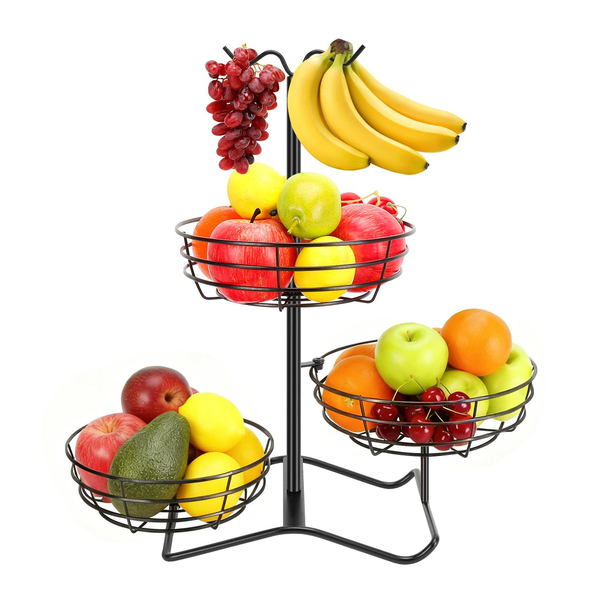 3 Tier Fruit Basket Bowl with 2 Banana Hooks P708114
