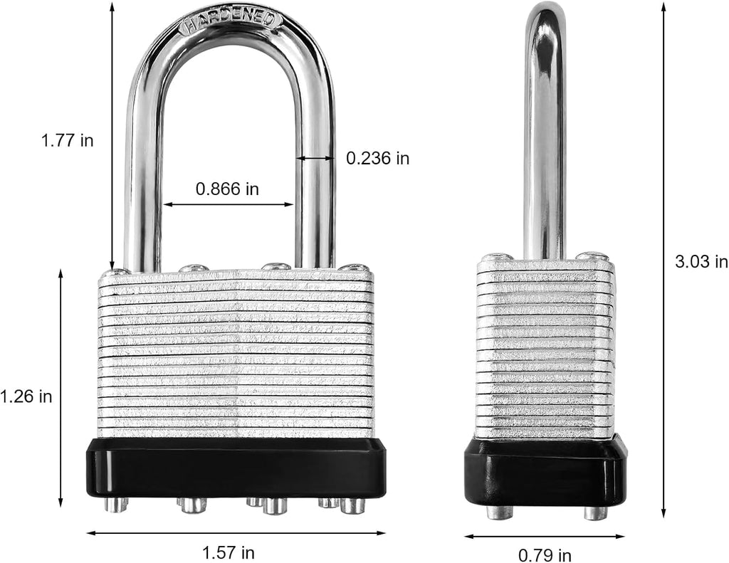 4 Pack Heavy Duty Laminated Padlocks with Same Key L845