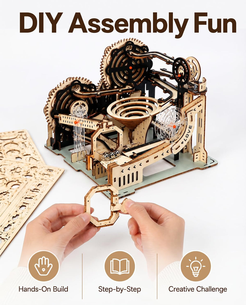 3D Wooden Puzzle Marble Run Model Kit F98609