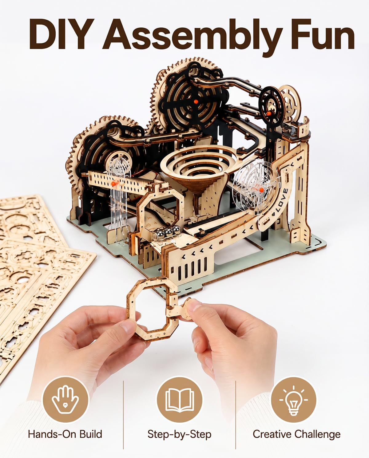 3D Wooden Puzzle Marble Run Model Kit F98609