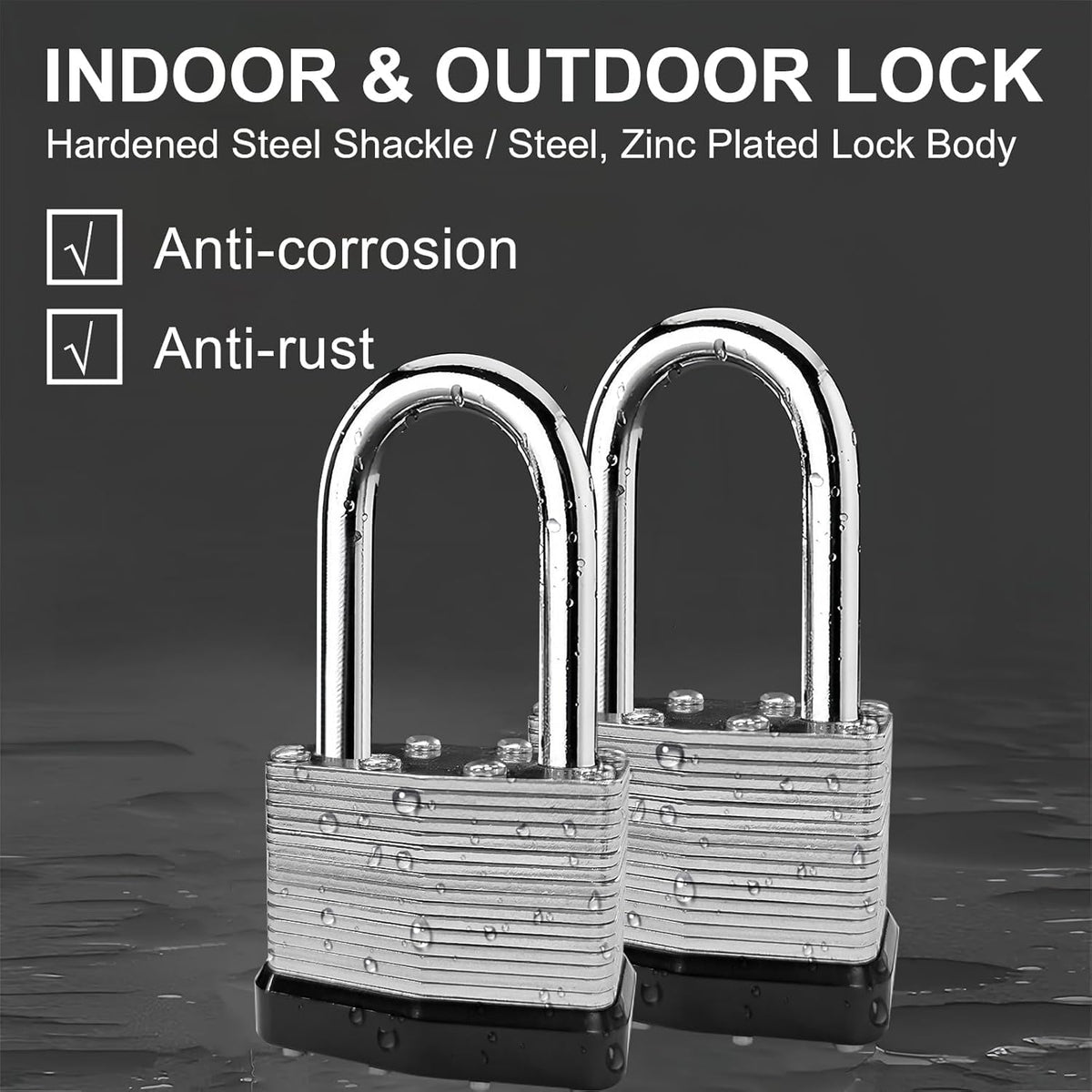 4 Pack Heavy Duty Laminated Padlocks with Same Key L845