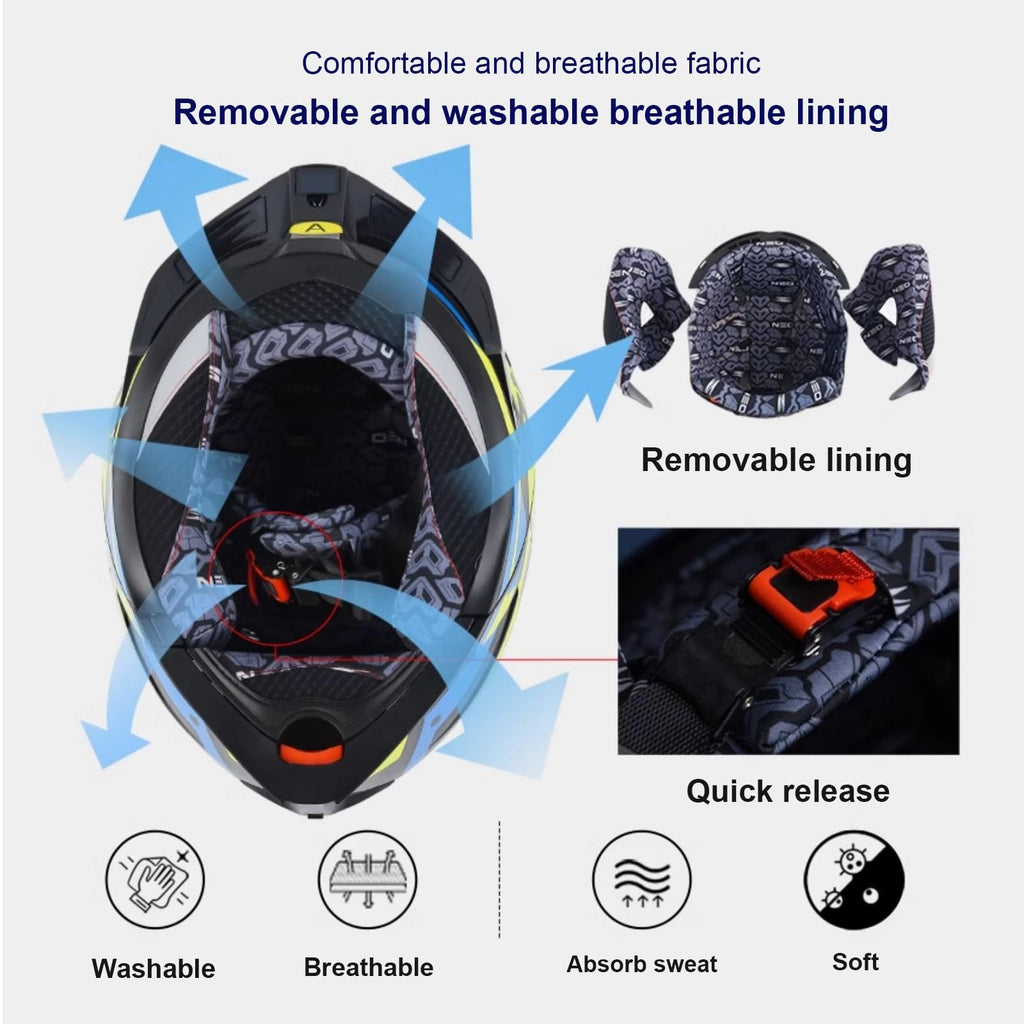 Bluetooth Modular Motorcycle Helmet with Dual Visor Full Face Flip Up DOT Approved N712050