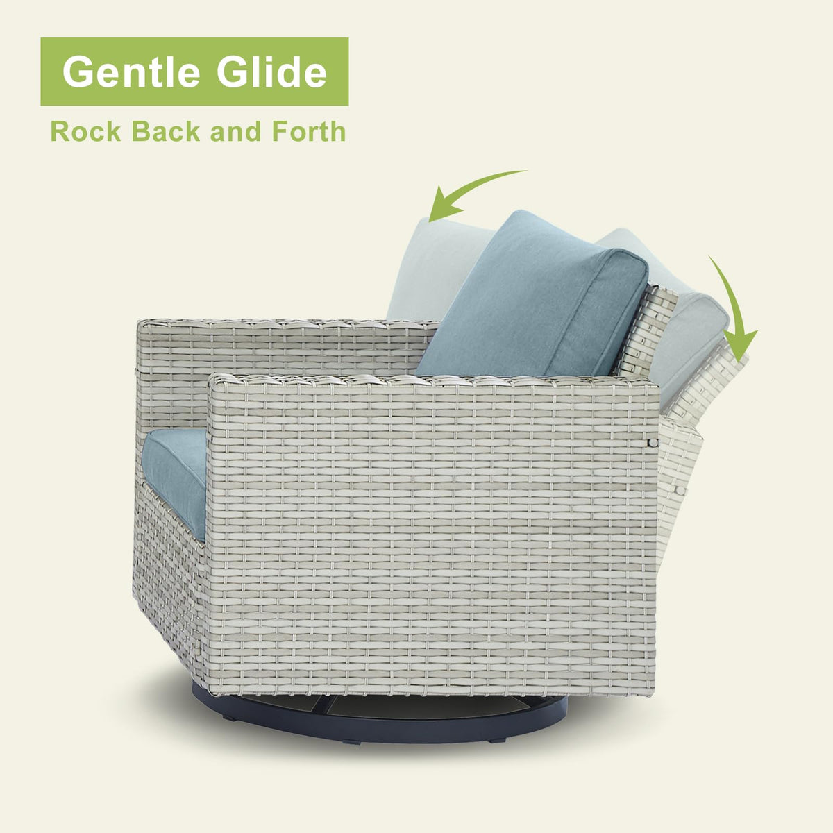 6 Piece Wicker Patio Conversation Set with Swivel Rocker Chairs and Ottoman R73103
