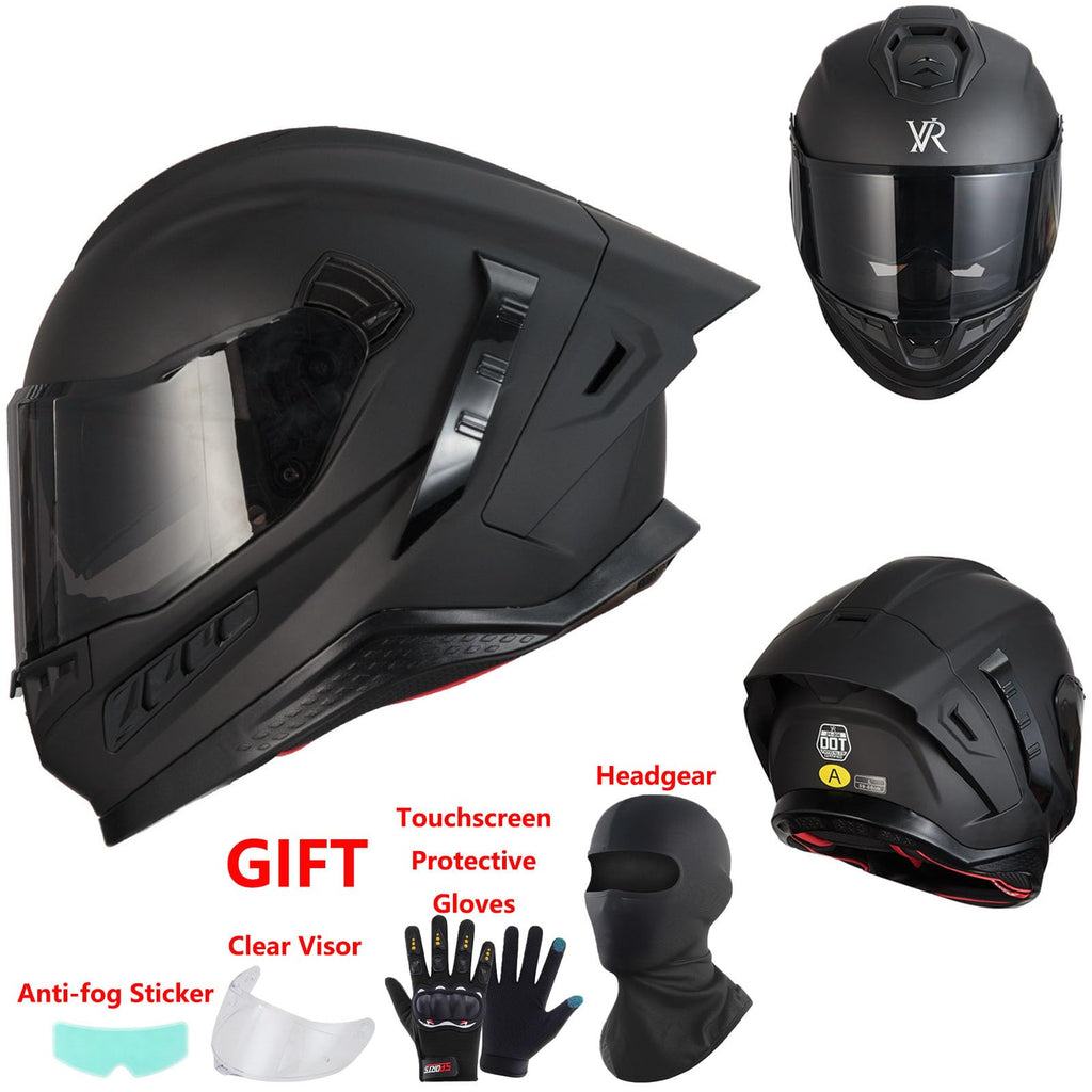 Full Face Motorcycle Helmet DOT Dual Sun Visor I8437