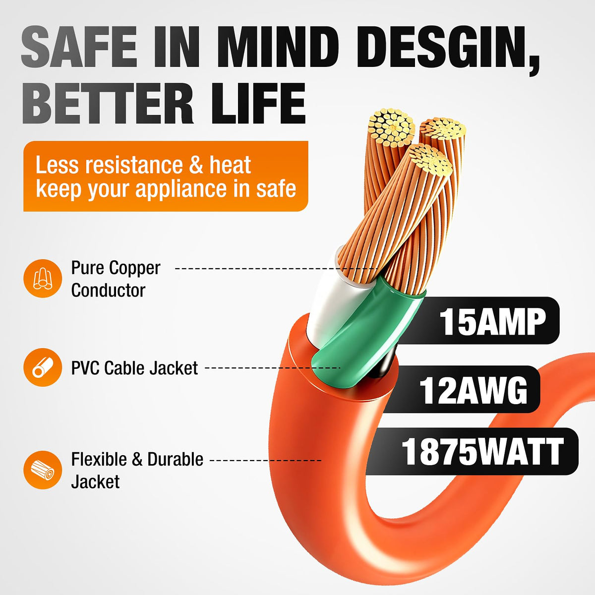 100 FT Heavy Duty Waterproof Outdoor Extension Cord P2361