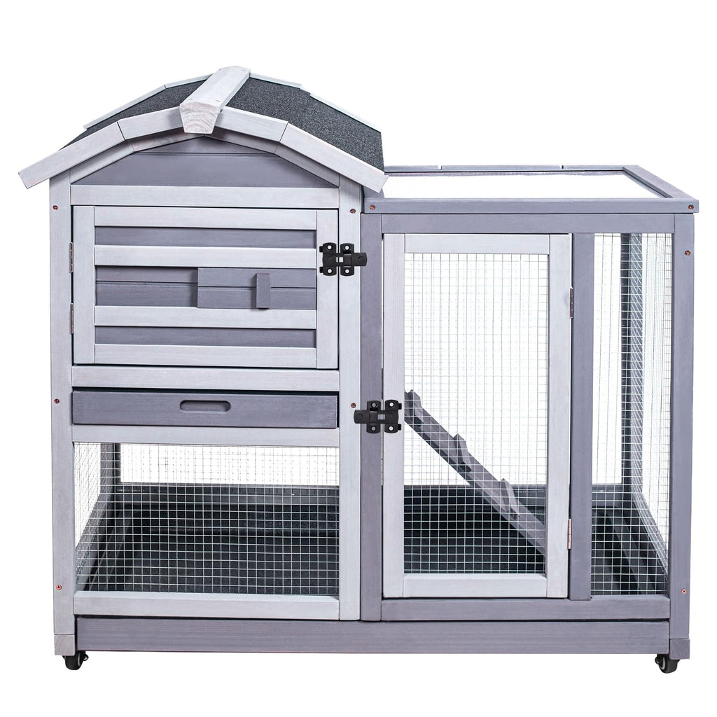 Wooden Rabbit Hutch with Waterproof Roof V74115
