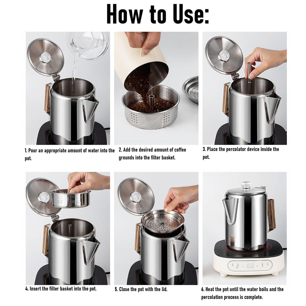 Stainless Steel 12 Cup Stovetop Coffee Pot P864
