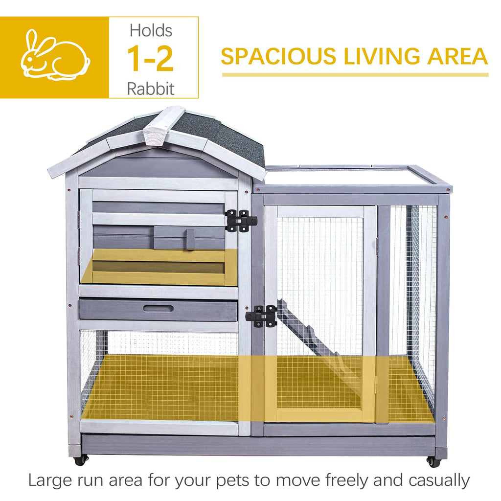 Wooden Rabbit Hutch with Waterproof Roof V74115