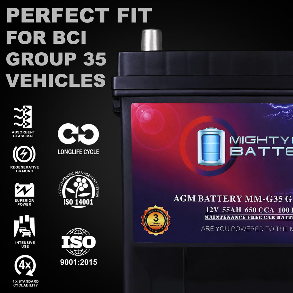 12V 55Ah AGM 650 CCA Battery V48114