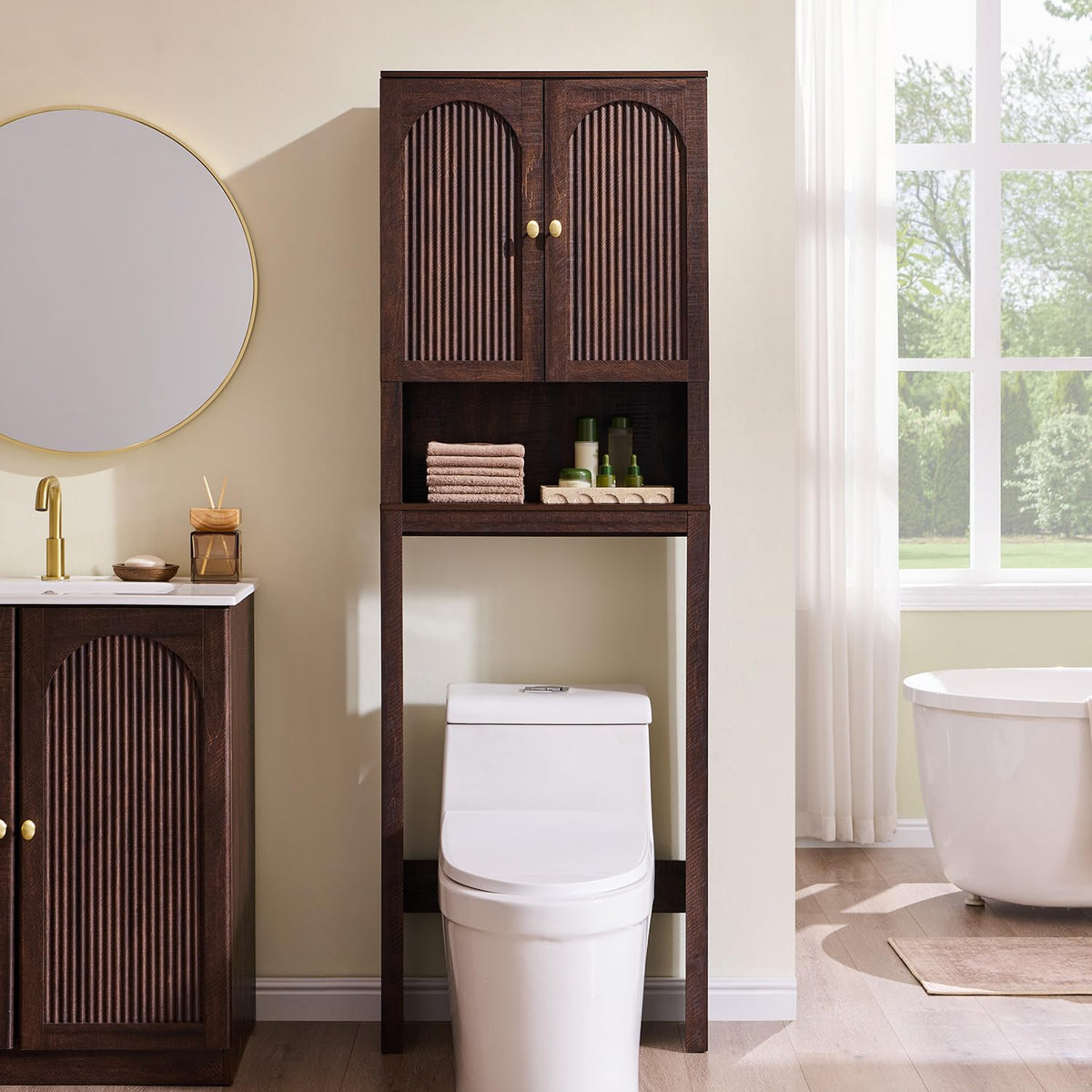 72" Over The Toilet Wooden Bathroom Storage Cabinet Q3708