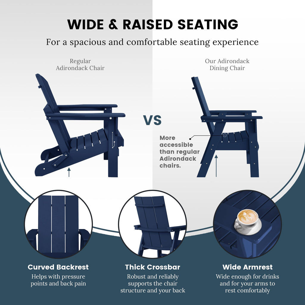 HDPE Adirondack Dining Chair Navy Blue V705047