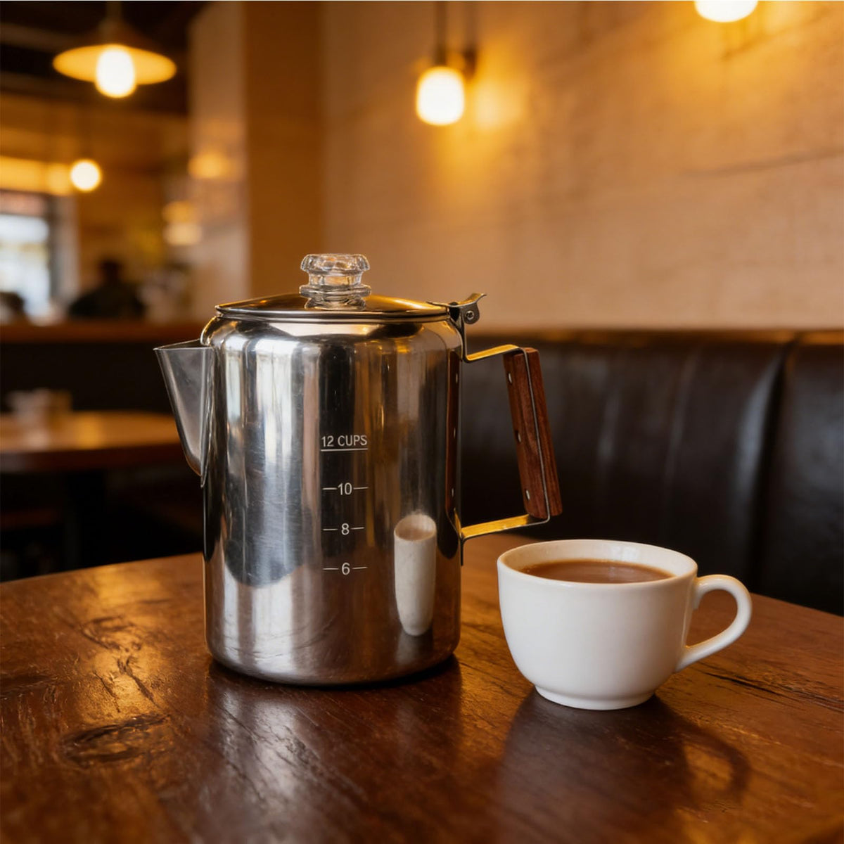 Stainless Steel 12 Cup Stovetop Coffee Pot P864