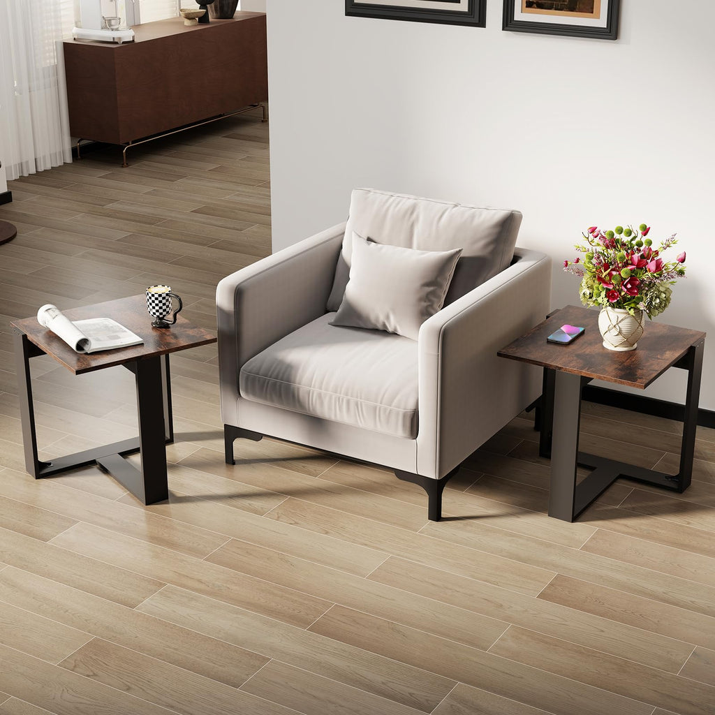 Set of 2 Square Wood Side Tables C7700
