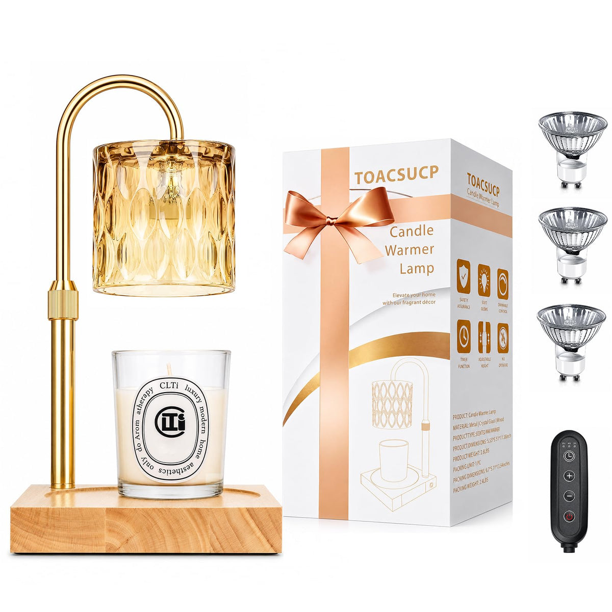 Adjustable Dimmable Candle Warmer Lamp with Timer P49600