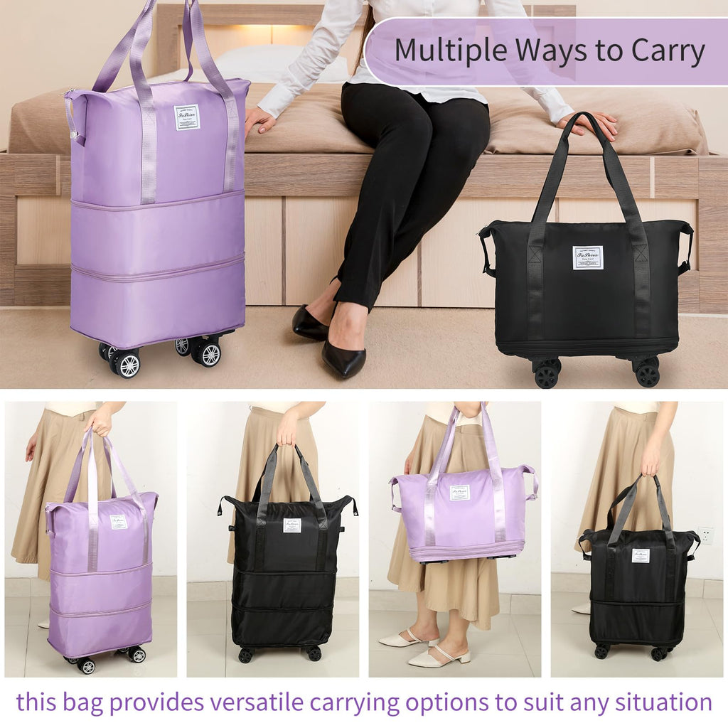 Expandable Rolling Duffle Bag with Wheels, 18L to 30L, Black A62084