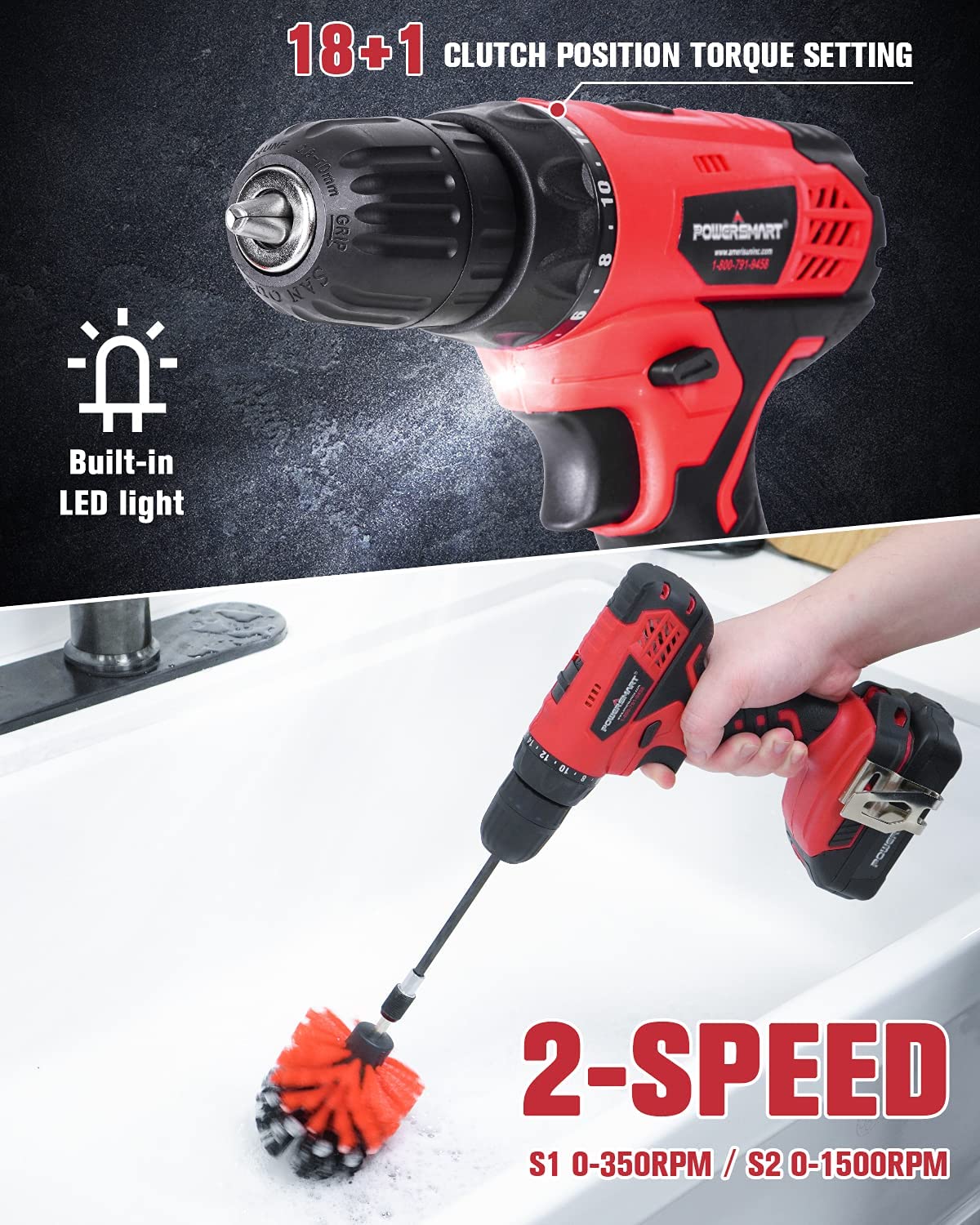 20V Cordless Drill Driver Set with Battery and Charger M2748