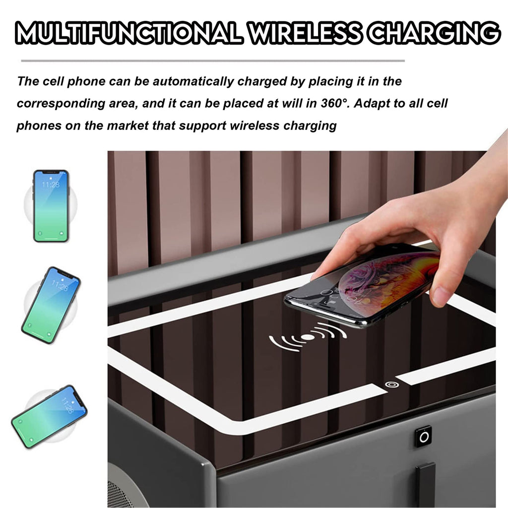 Pink 3 Drawer Nightstand with Wireless Charging Station R256
