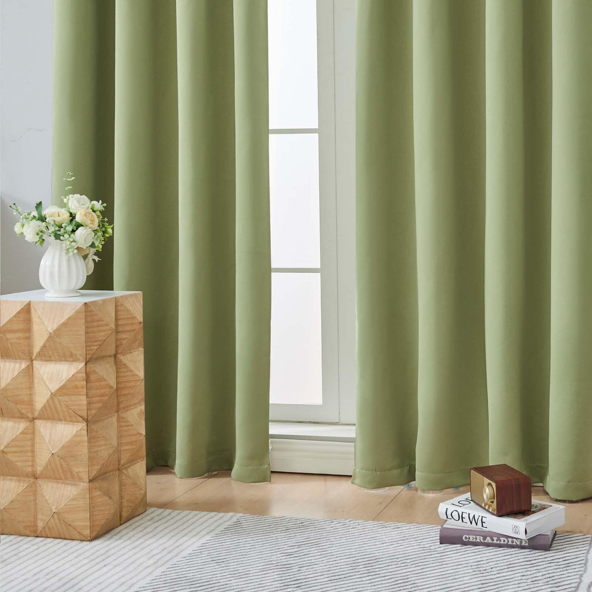 Sage Green 72 Inch Blackout Curtains 2 Panels Set I10555