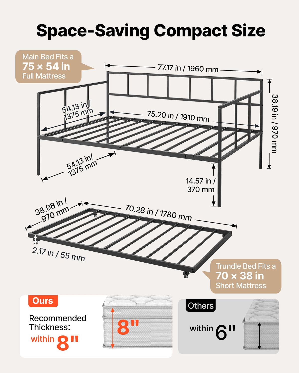 Full Size Daybed with Pop Up Trundle R953