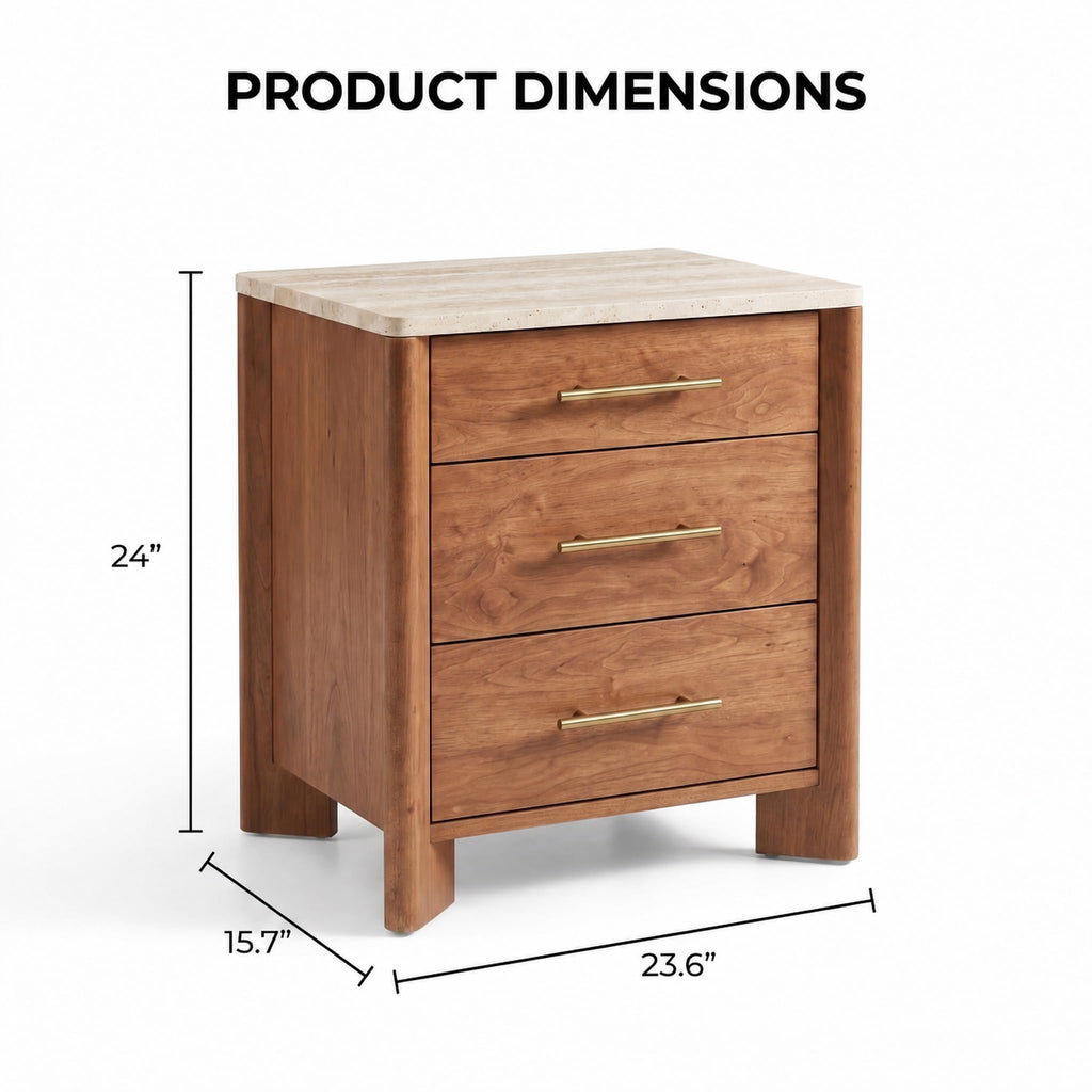 3 Drawer Marble Top Nightstand P366817