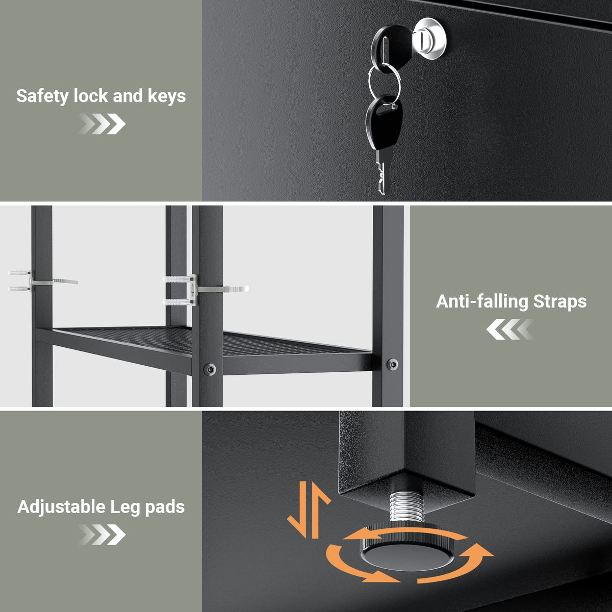 Black Vertical Filing Cabinet with Bookshelf F391