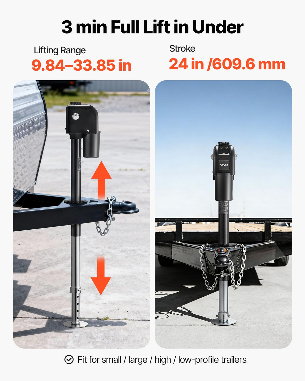 Electric Trailer Jack 7500 lbs Capacity 12V DC Black R247473