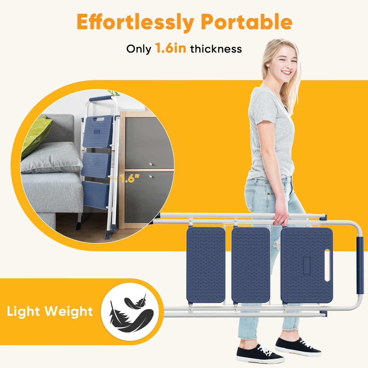 3 Step Folding Step Stool with Safety Lock J595582