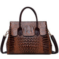 Embossed Faux Leather Satchel Handbag N10352