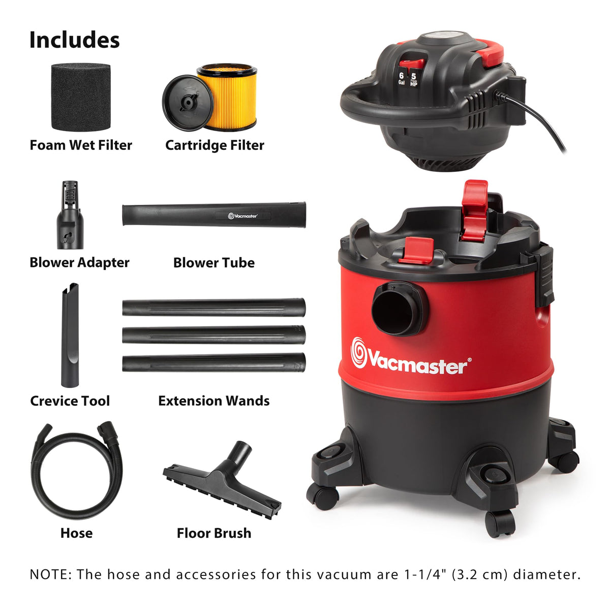 6 Gal Wet/Dry Vac with Detachable Blower A896