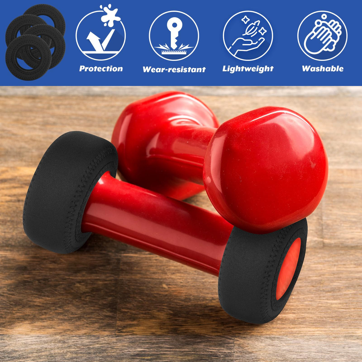 4 Pcs Neoprene Dumbbell Head Ends Protector Cover J1062