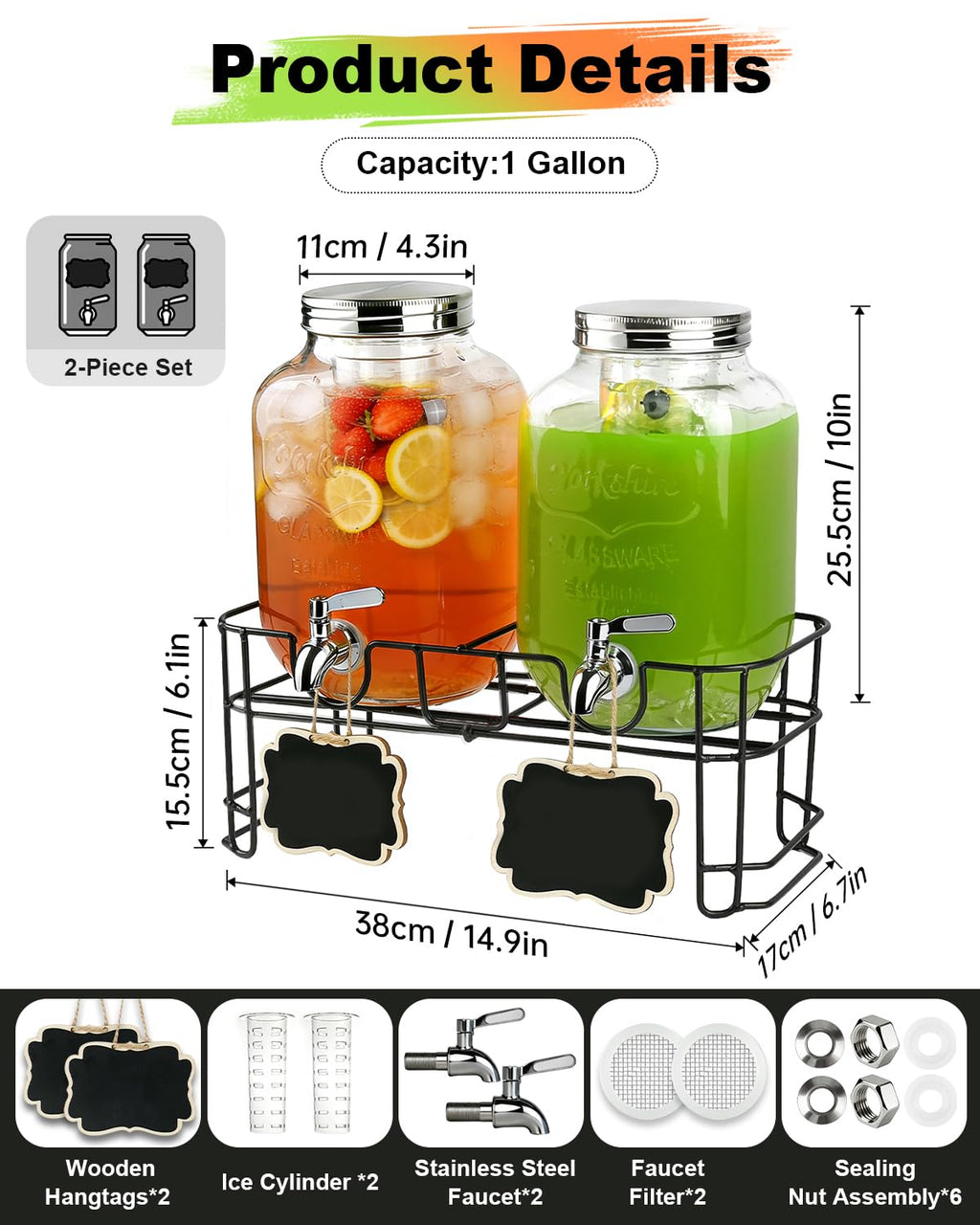 Glass Drink Dispenser with Stand Y58047