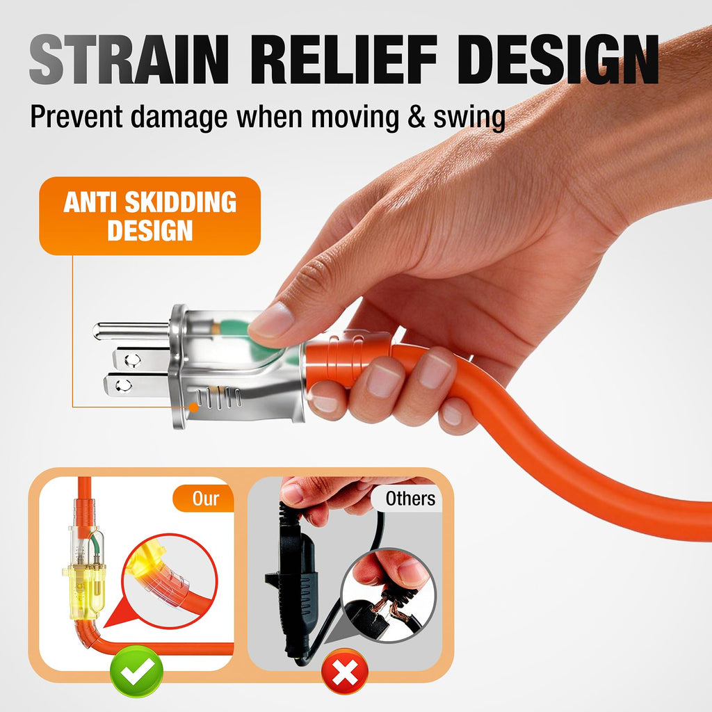 100 FT Heavy Duty Waterproof Outdoor Extension Cord P2361