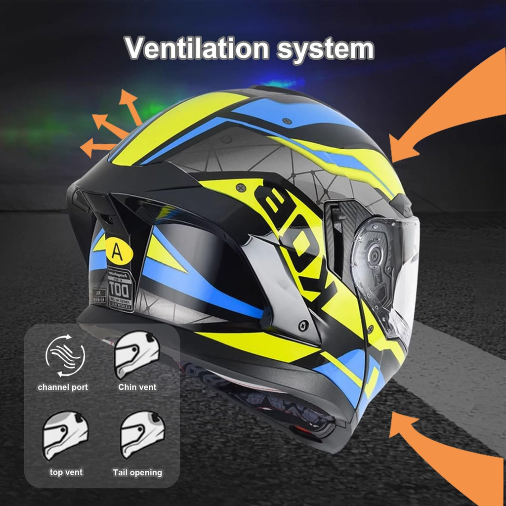 Bluetooth Modular Motorcycle Helmet with Dual Visor Full Face Flip Up DOT Approved N712050