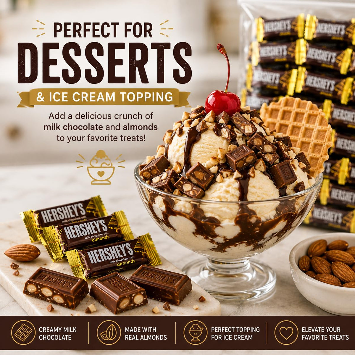 Milk Chocolate with Almonds Bars 50 Pieces Snack Size D971