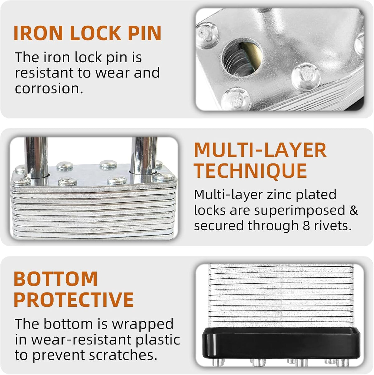 4 Pack Heavy Duty Laminated Padlocks with Same Key L845
