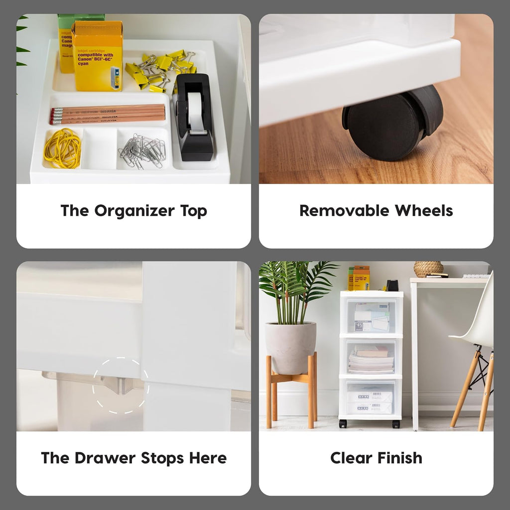 3 Drawer Rolling Storage Cart P540