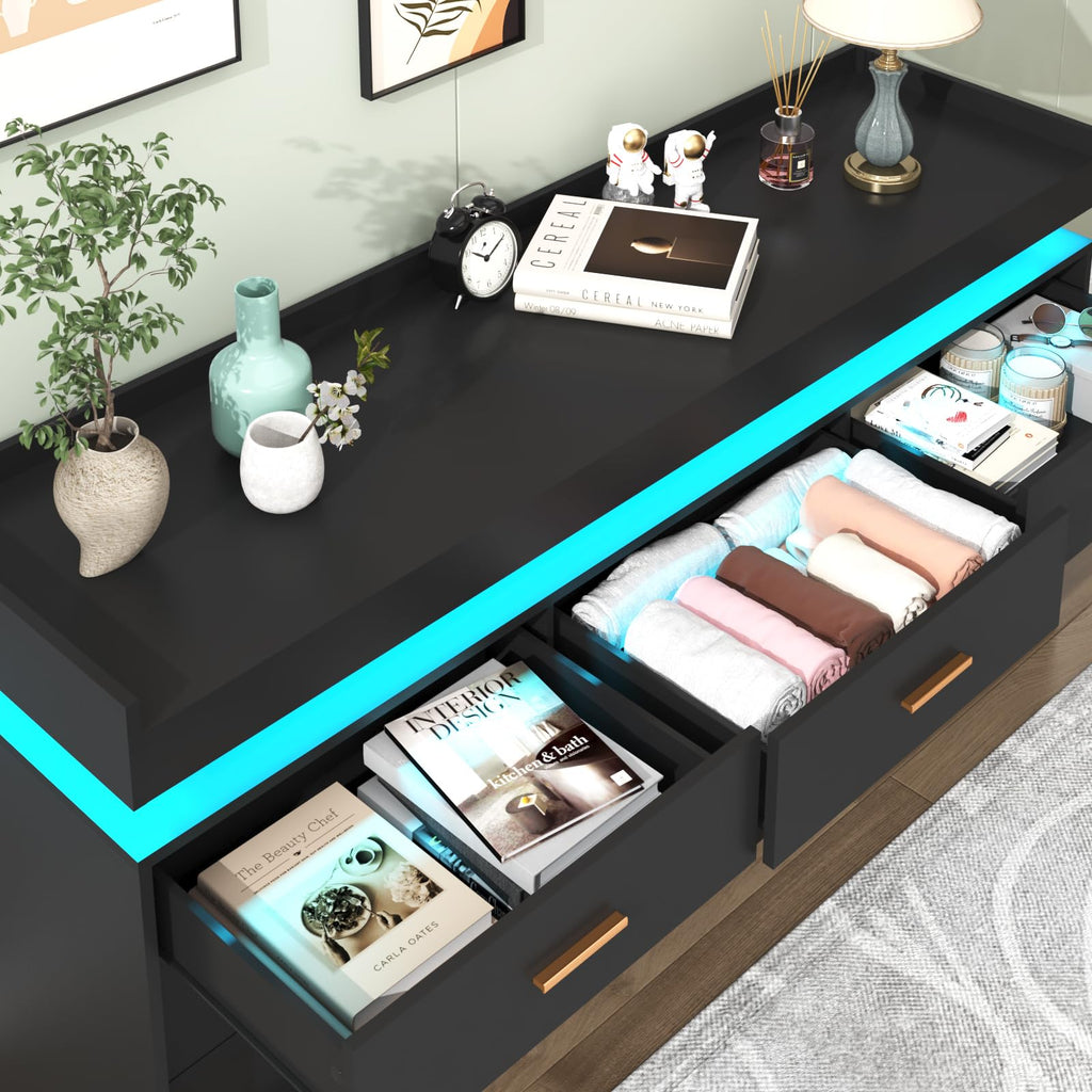 9 Drawer Dresser with LED Light and Charging Station H78076