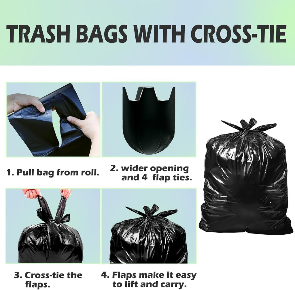 40-45 Gallon Heavy Duty Black Trash Bags 60 Count 1.2 Mil K93403